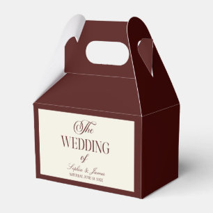 Caixinha De Lembrancinhas Casamento Elegante Vintage Marfim Burgundy Escuro