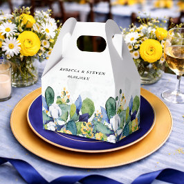 Caixinha De Lembrancinhas Casamento em aquarela floral elegante em amarelo e