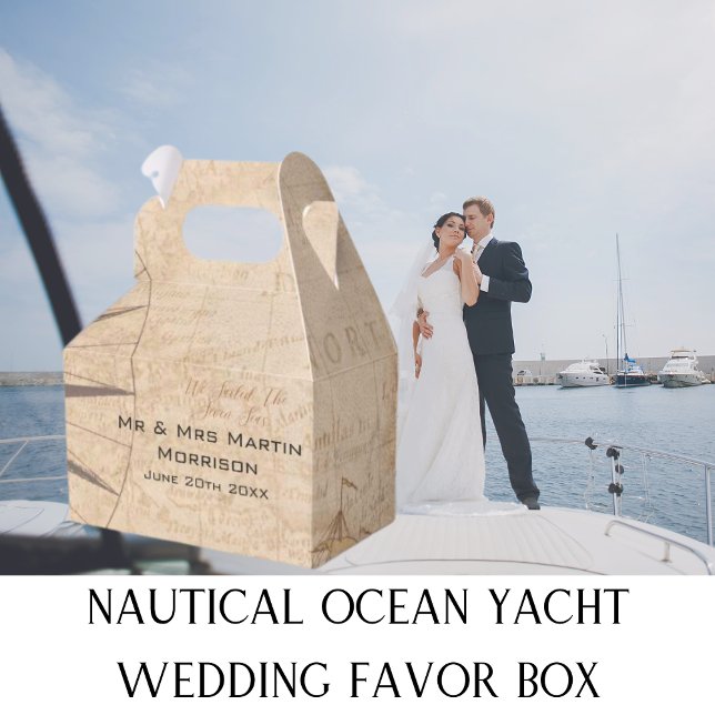 Caixinha De Lembrancinhas Casamento em iate do oceano náutico (Nautical Ocean Yacht Wedding Favor Box)