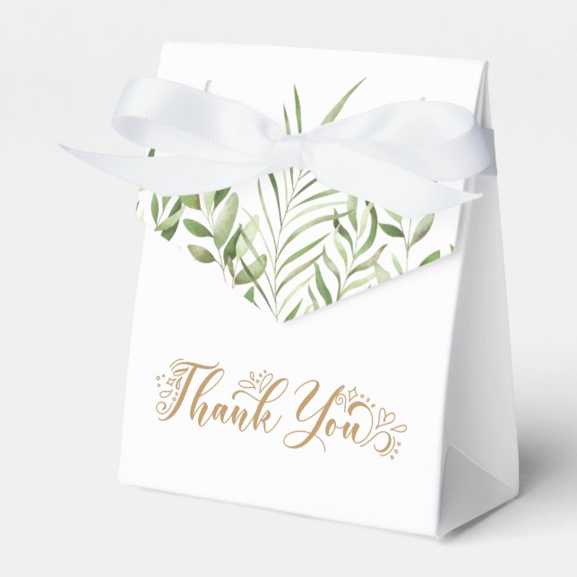 Caixinha De Lembrancinhas Casamento Eucalyptus com Aquarela Dourada (Frente)