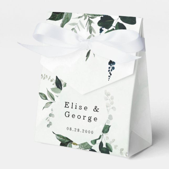 Caixinha De Lembrancinhas Casamento Eucalyptus com Aquarela Renovada Rustica (Frente)