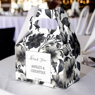Caixinha De Lembrancinhas Casamento favorece floral preto e branco