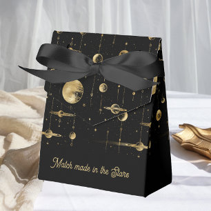 Caixinha De Lembrancinhas Casamento feito nas estrelas Preto Ouro Casamento