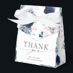 Caixinha De Lembrancinhas Casamento Floral Azul e Rosa Desbotado<br><div class="desc">Caixas de agradecimento elegantes com flores azuis e rosas desbotadas</div>