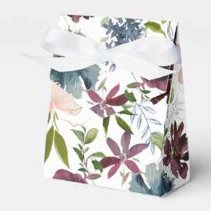 Caixinha De Lembrancinhas Casamento Floral Bordo e Azul Marinho