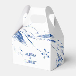 Caixinha De Lembrancinhas Casamento floral branco e azul elegante