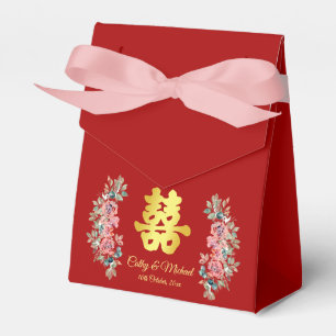 Caixinha De Lembrancinhas Casamento floral chinês dupla felicidade vermelha