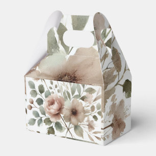 Caixinha De Lembrancinhas Casamento Floral com Aquarela em Oliva Desbotada e