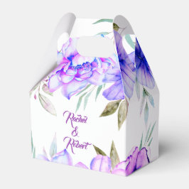 Caixinha De Lembrancinhas Casamento floral com flores de aquarela púrpura e