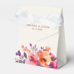 Caixinha De Lembrancinhas Casamento Floral Cor De Água Laranja Cor De Laranj