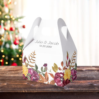 Caixinha De Lembrancinhas Casamento Floral de Aquarela de outono Elegante