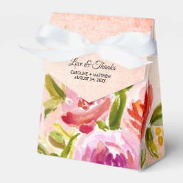 Caixinha De Lembrancinhas Casamento Floral de Aquarela Rosa Pêssego