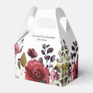 Caixinha De Lembrancinhas Casamento Floral de Cor Branca-Púrpura-Vermelha