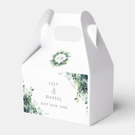 Caixinha De Lembrancinhas Casamento Floral de Eucalipto Rústico com Monogram