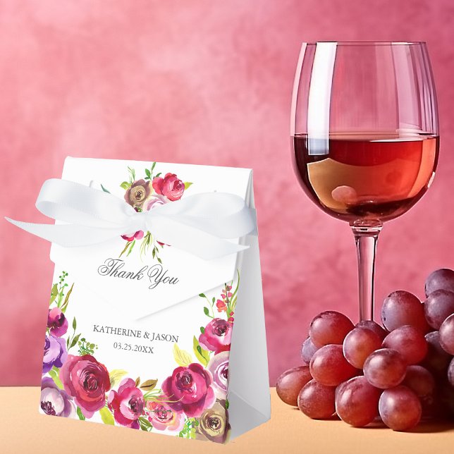 Caixinha De Lembrancinhas Casamento Floral de Fuchsia Roses Rosa-Rosa Primav (Criador carregado)