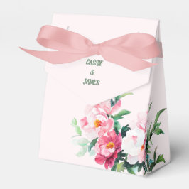 Caixinha De Lembrancinhas Casamento Floral de Peônia Rosa Suave e Eucalipto