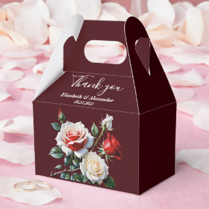 Caixinha De Lembrancinhas Casamento floral de rosas vermelhas brancas cor-de