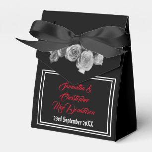 Caixinha De Lembrancinhas Casamento floral do crânio gótico preto e vermel