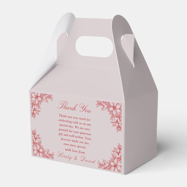 Caixinha De Lembrancinhas Casamento Floral do Ornamentado Vermelho (Frente)