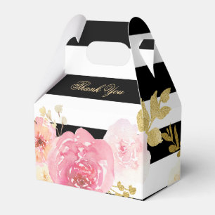 Caixinha De Lembrancinhas Casamento Floral Dourado de Cor de Água Rosa-Blus