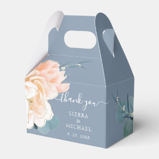 Caixinha De Lembrancinhas Casamento Floral Dourado Pêssego Pêssego Chic Dust
