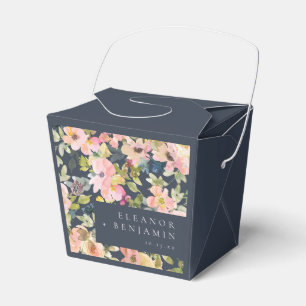 Caixinha De Lembrancinhas Casamento Floral em Aquarela Rosa Elegante e Azul