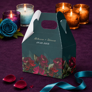 Caixinha De Lembrancinhas Casamento Floral Gótico Temperamental Vermelho Esc
