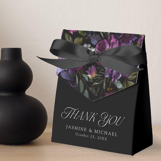 Caixinha De Lembrancinhas Casamento Floral Moody Gothic Purple Obrigado (Criador carregado)