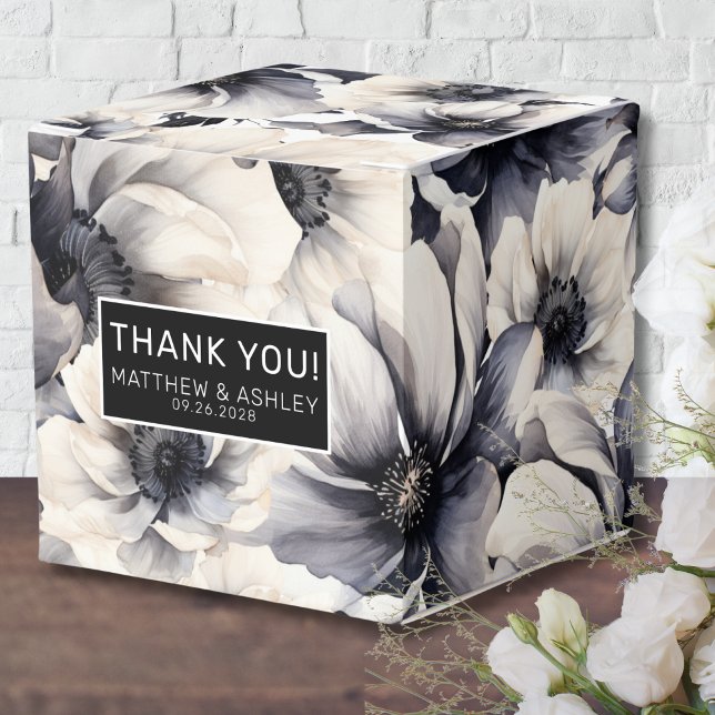 Caixinha De Lembrancinhas Casamento Floral Negro Elegante (Elegant Black Floral Wedding Favor Boxes)