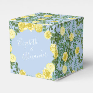 Caixinha De Lembrancinhas Casamento Floral Rosa Azul Claro Amarelo e Pálido