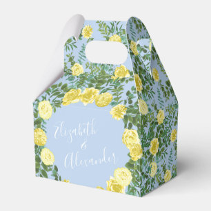 Caixinha De Lembrancinhas Casamento Floral Rosa Azul Claro Amarelo e Pálido