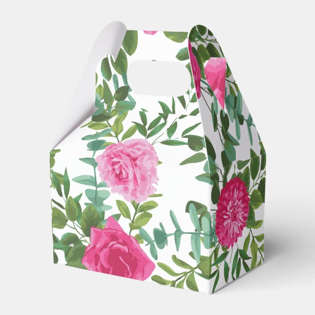 Caixinha De Lembrancinhas Casamento Floral Rosa Brilhante (Frente)