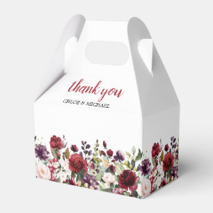 Caixinha De Lembrancinhas Casamento Floral Rosa-Rosa Vermelho Burgundy