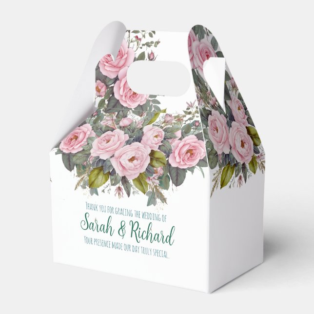Caixinha De Lembrancinhas Casamento Floral Rosado (Frente)