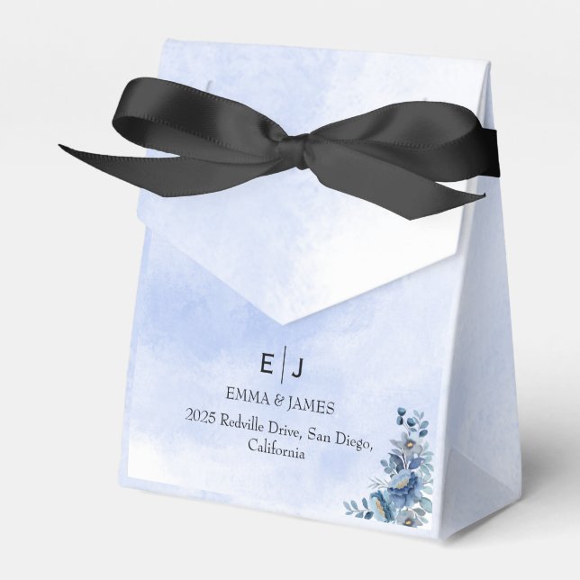 Caixinha De Lembrancinhas Casamento Floral Rustic Blue Boxes (Frente)