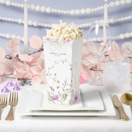 Caixinha De Lembrancinhas Casamento Floral Selvagem Cor-de-Rosa-Esbranquiçad