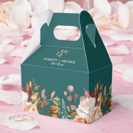 Caixinha De Lembrancinhas Casamento Floral Terracota Aquarela Azul Outono