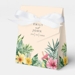 Caixinha De Lembrancinhas Casamento Floral Tropical de Aquarela Pêssego