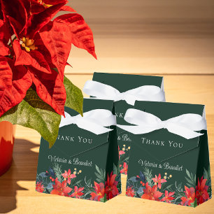 Caixinha De Lembrancinhas Casamento Floral Verde de Poinsettia de Natal Eleg