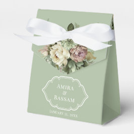 Caixinha De Lembrancinhas Casamento Floral Verde e Branco Islâmico Elegante