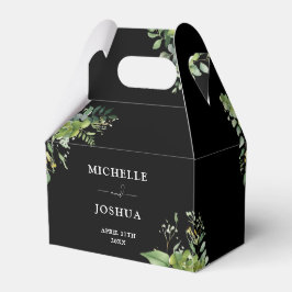 Caixinha De Lembrancinhas Casamento Floral Verde Moderno Preto e Branco