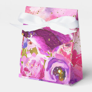 Caixinha De Lembrancinhas Casamento Floral Vibrante com Toques de Rosa e Rox