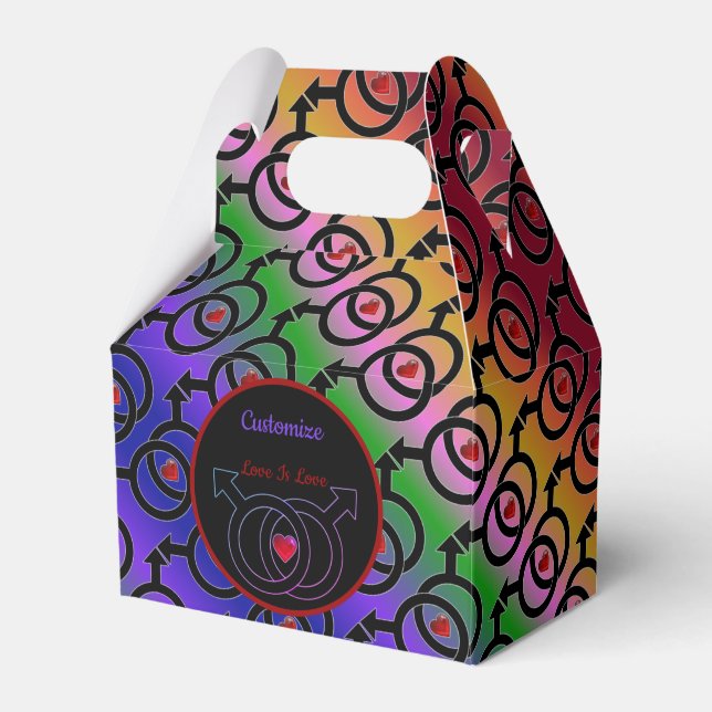 Caixinha De Lembrancinhas Casamento gay Love Is Love Rainbow Gable Favbox (Frente)