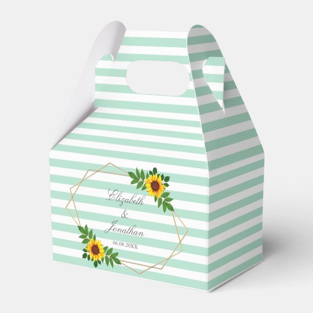 Caixinha De Lembrancinhas Casamento Geométrico de Girassol (Frente)