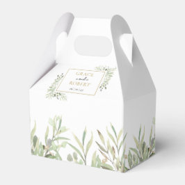 Caixinha De Lembrancinhas Casamento Geométrico Dourado com Vegetação Elegant