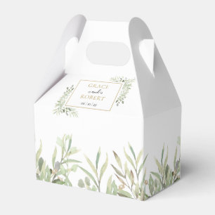 Caixinha De Lembrancinhas Casamento Geométrico Dourado com Vegetação Elegant