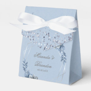 Caixinha De Lembrancinhas Casamento Geométrico Floral Dusty Blue Silver