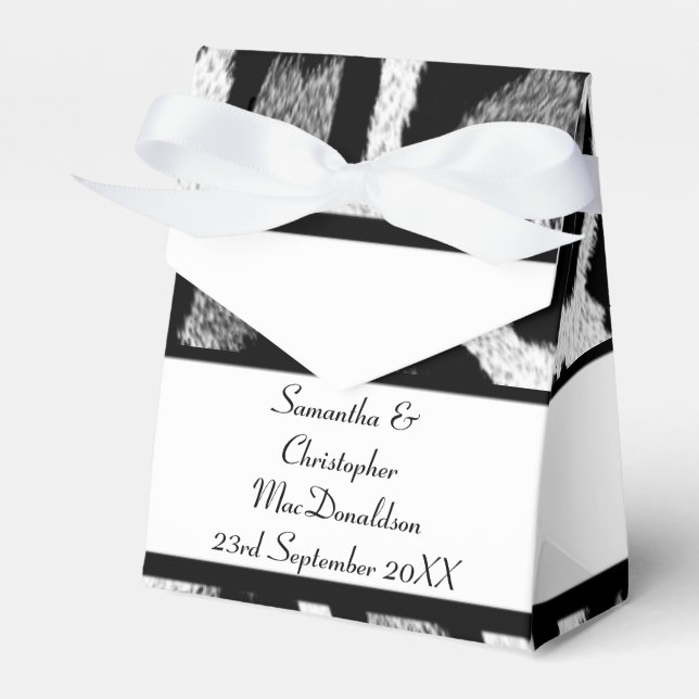 Caixinha De Lembrancinhas Casamento glamouroso, preto e branco (Frente)