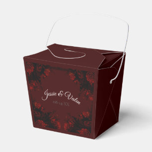 Caixinha De Lembrancinhas Casamento Gótico Elegante Floral Vermelho Profund