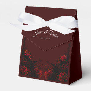 Caixinha De Lembrancinhas Casamento Gótico Elegante Floral Vermelho Profund